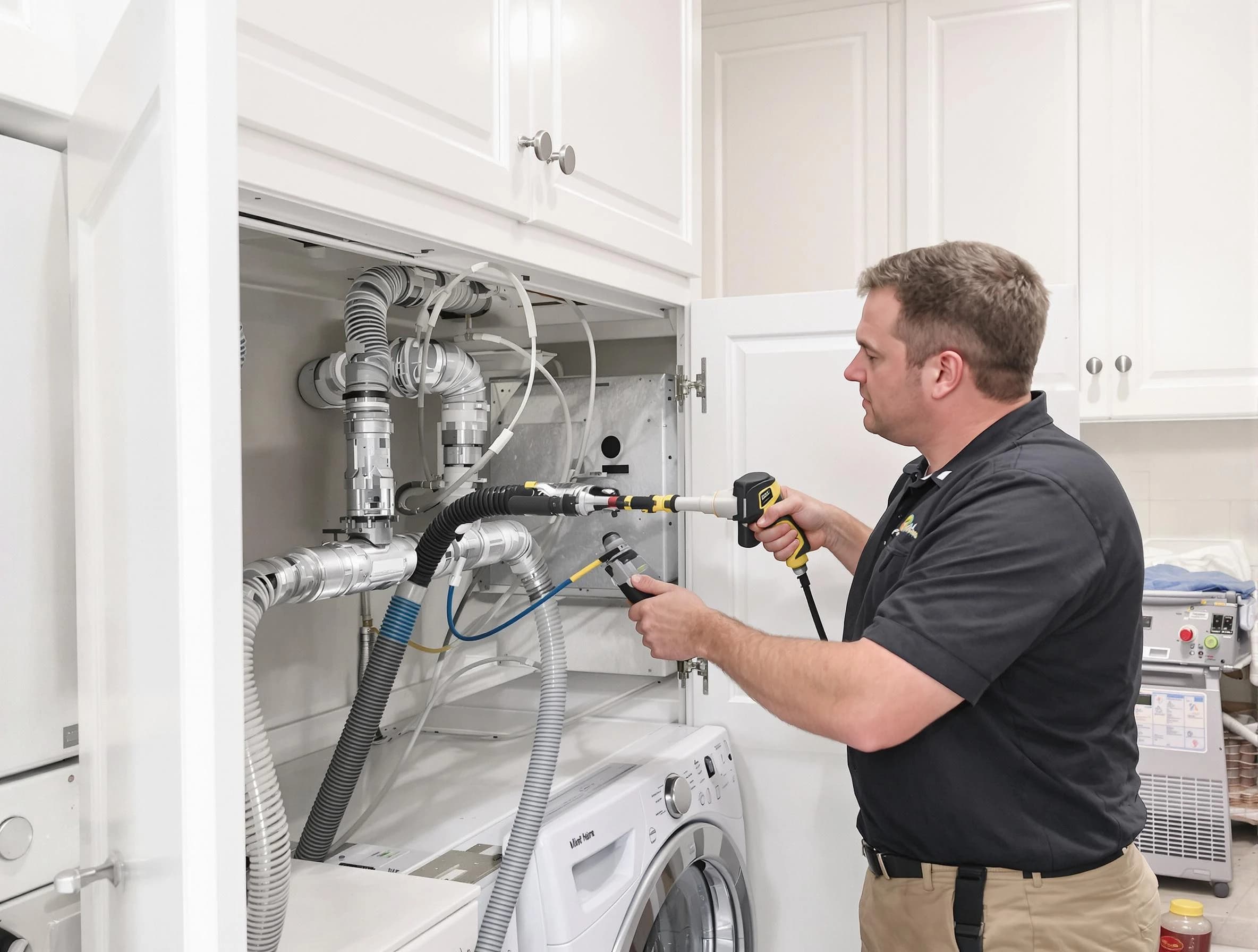 Brookhaven Dryer Vent Cleaning professional removing severe blockage from a clogged dryer vent in Brookhaven