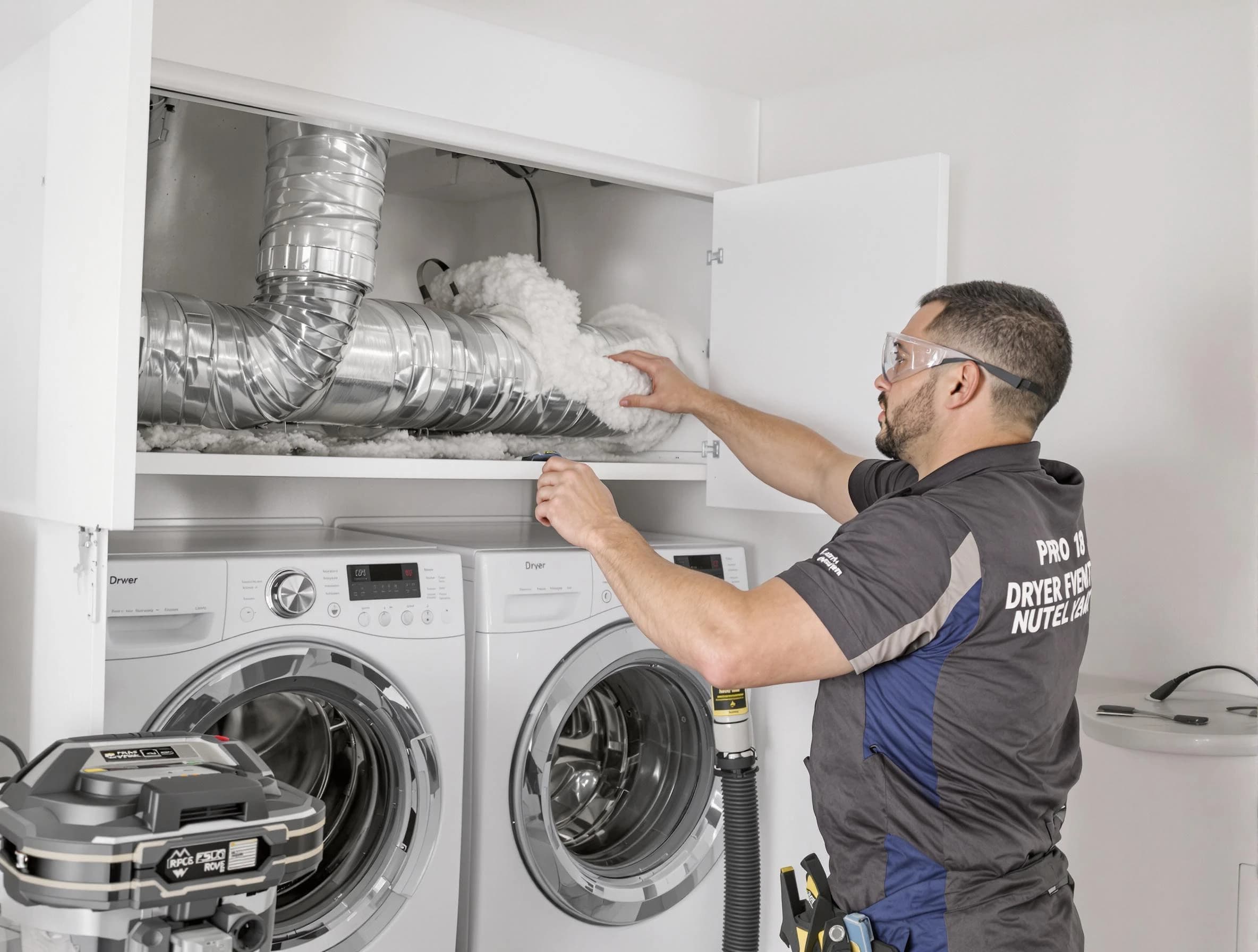 Brookhaven Dryer Vent Cleaning certified technician performing specialized gas dryer vent cleaning in Brookhaven