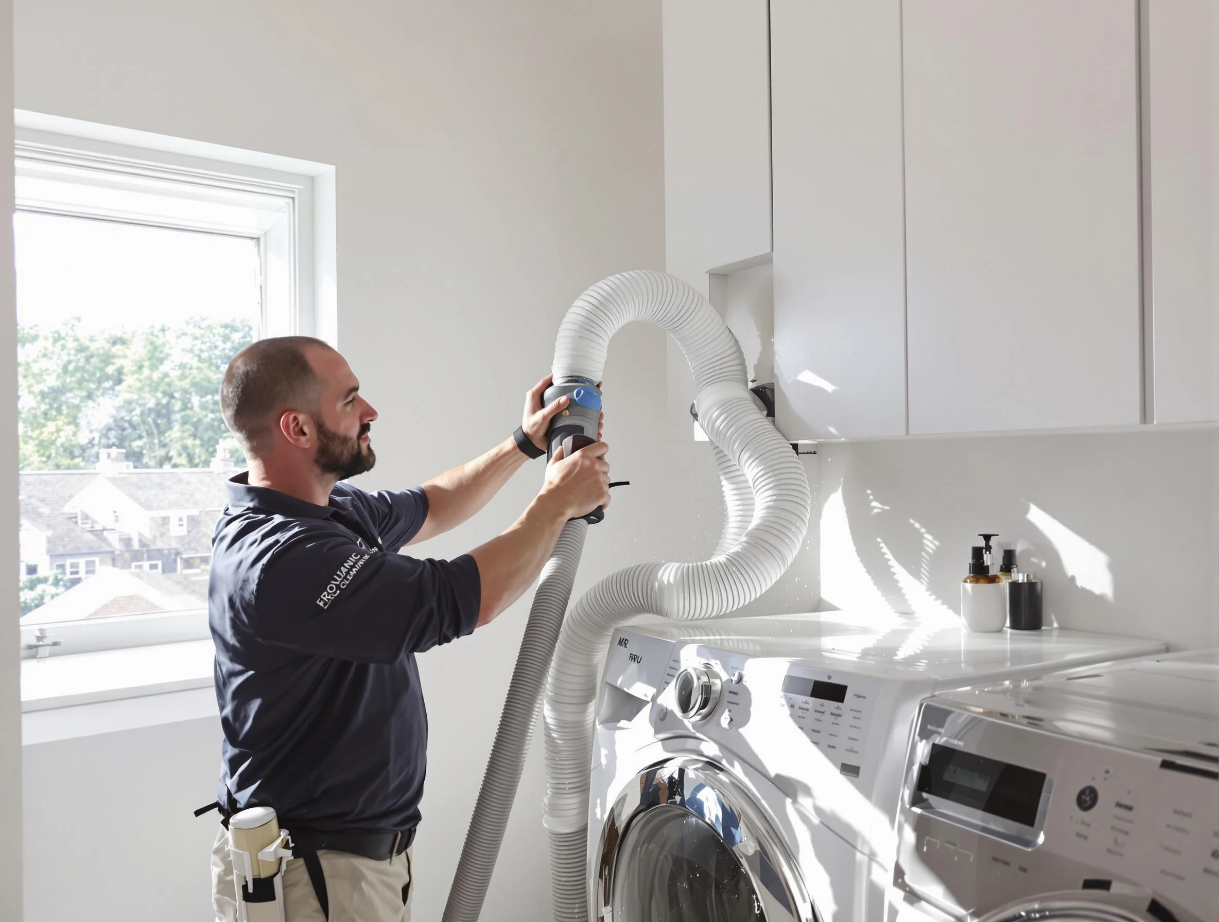 Certified Brookhaven Dryer Vent Cleaning technician performing dryer vent cleaning in Brookhaven